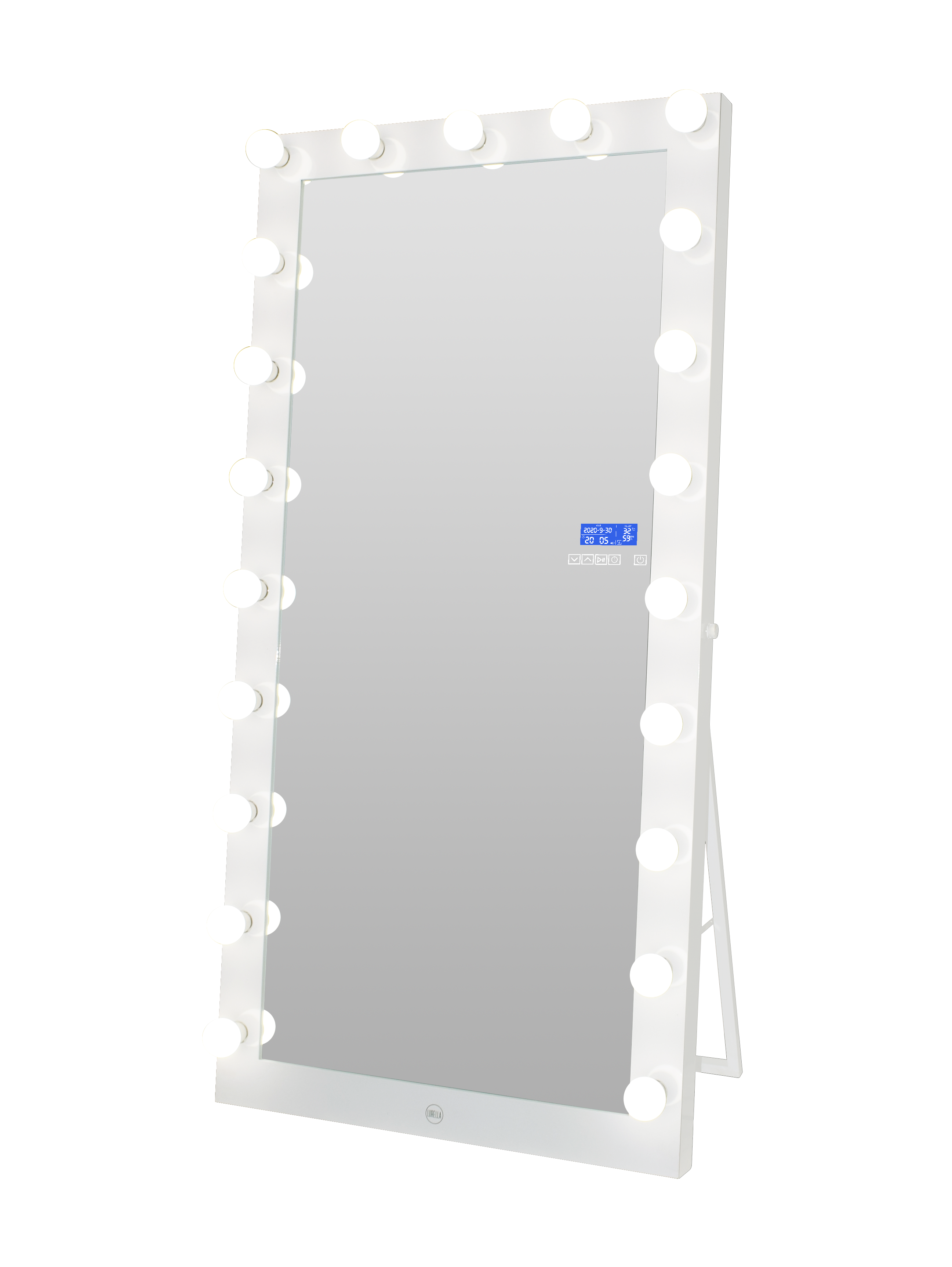 21 Bulb Standing Vanity Mirror w/Bluetooth - Avalanche