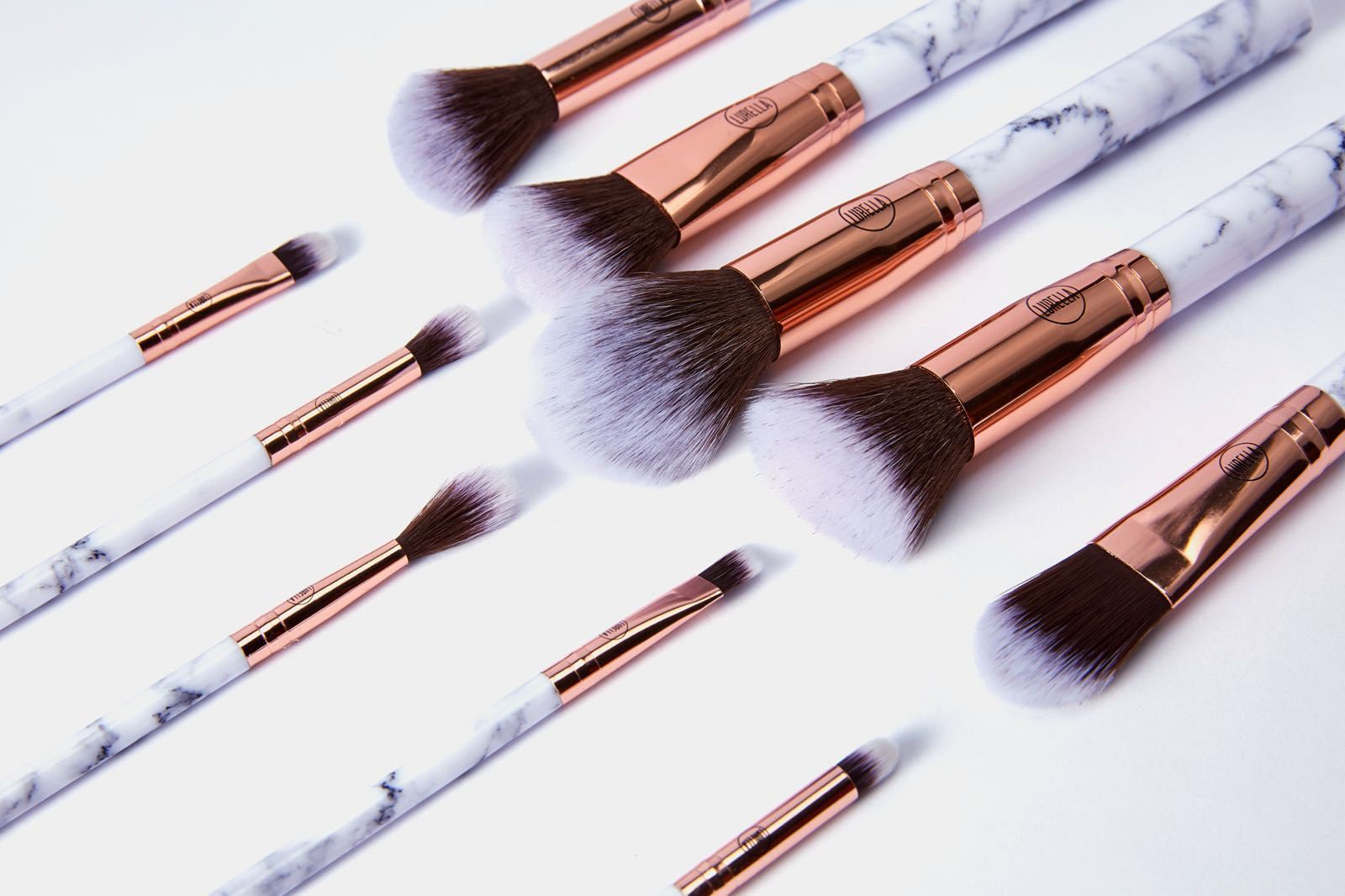 Deluxe 10 Piece Marble Brush Set - Lurella Cosmetics