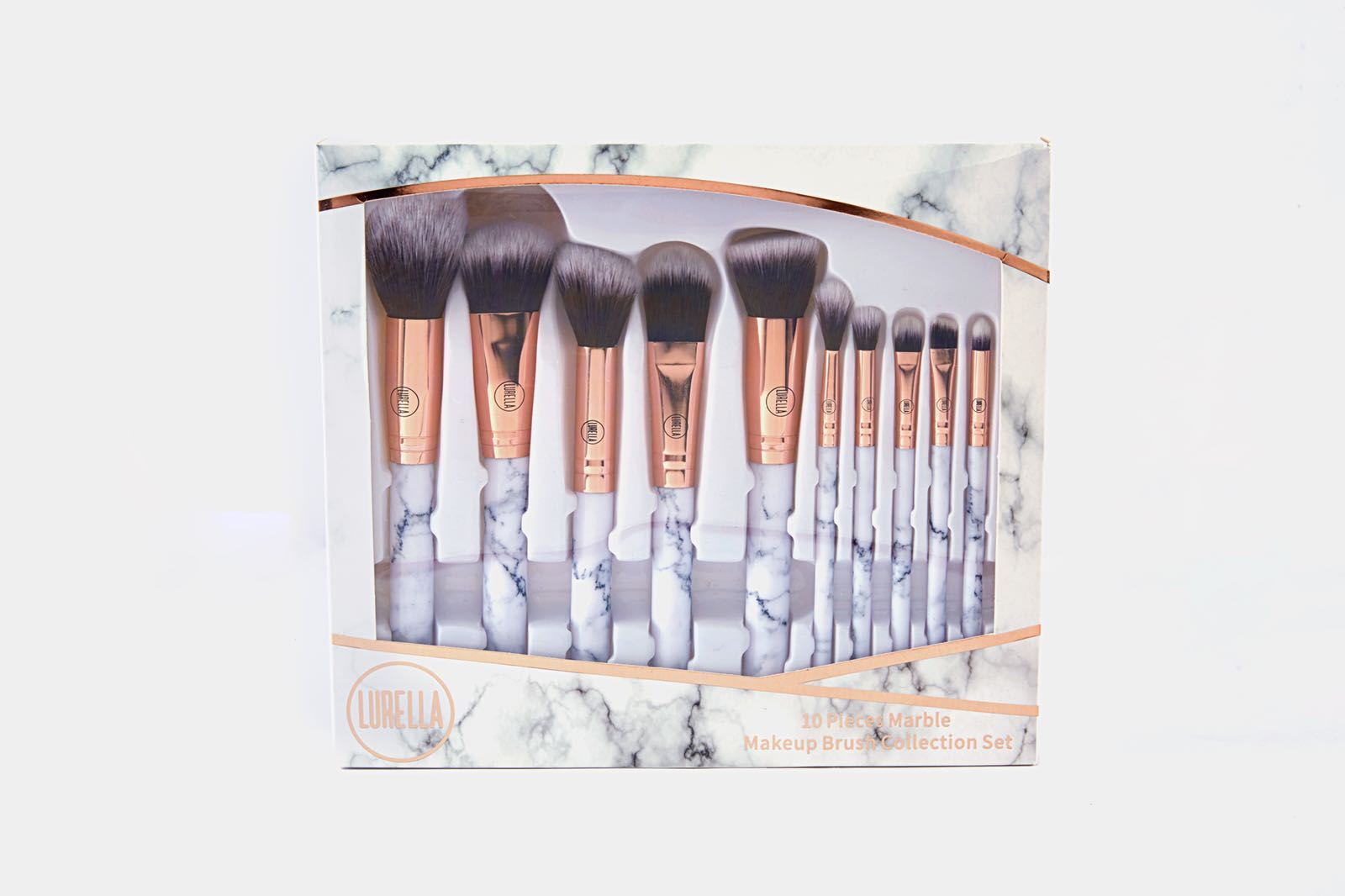 Deluxe 10 Piece Marble Brush Set - Lurella Cosmetics