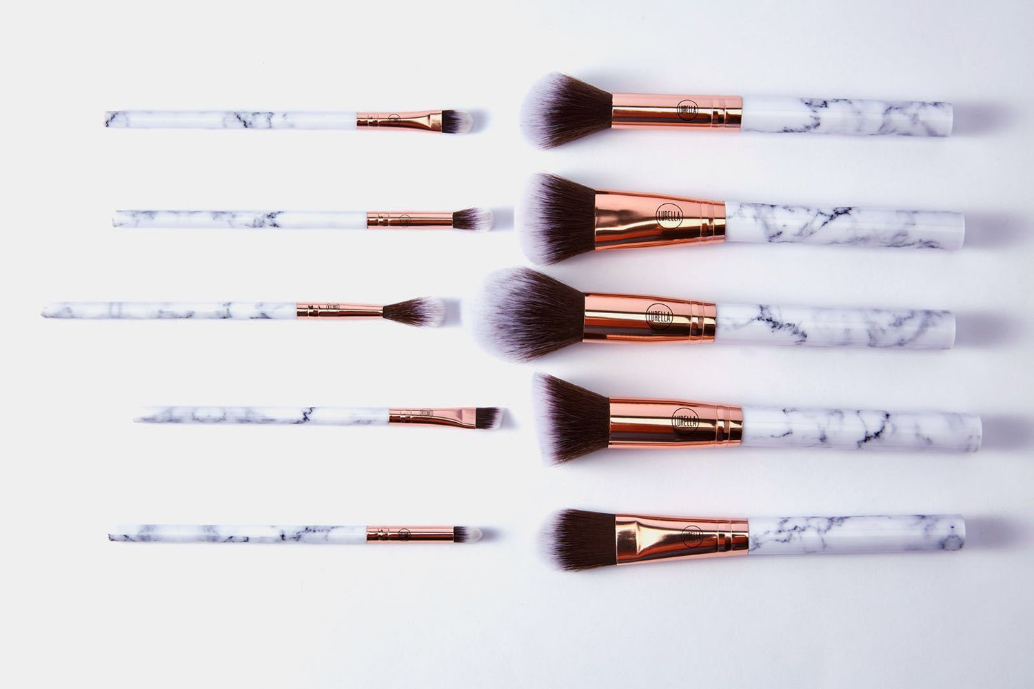 Deluxe 10 Piece Marble Brush Set - Lurella Cosmetics