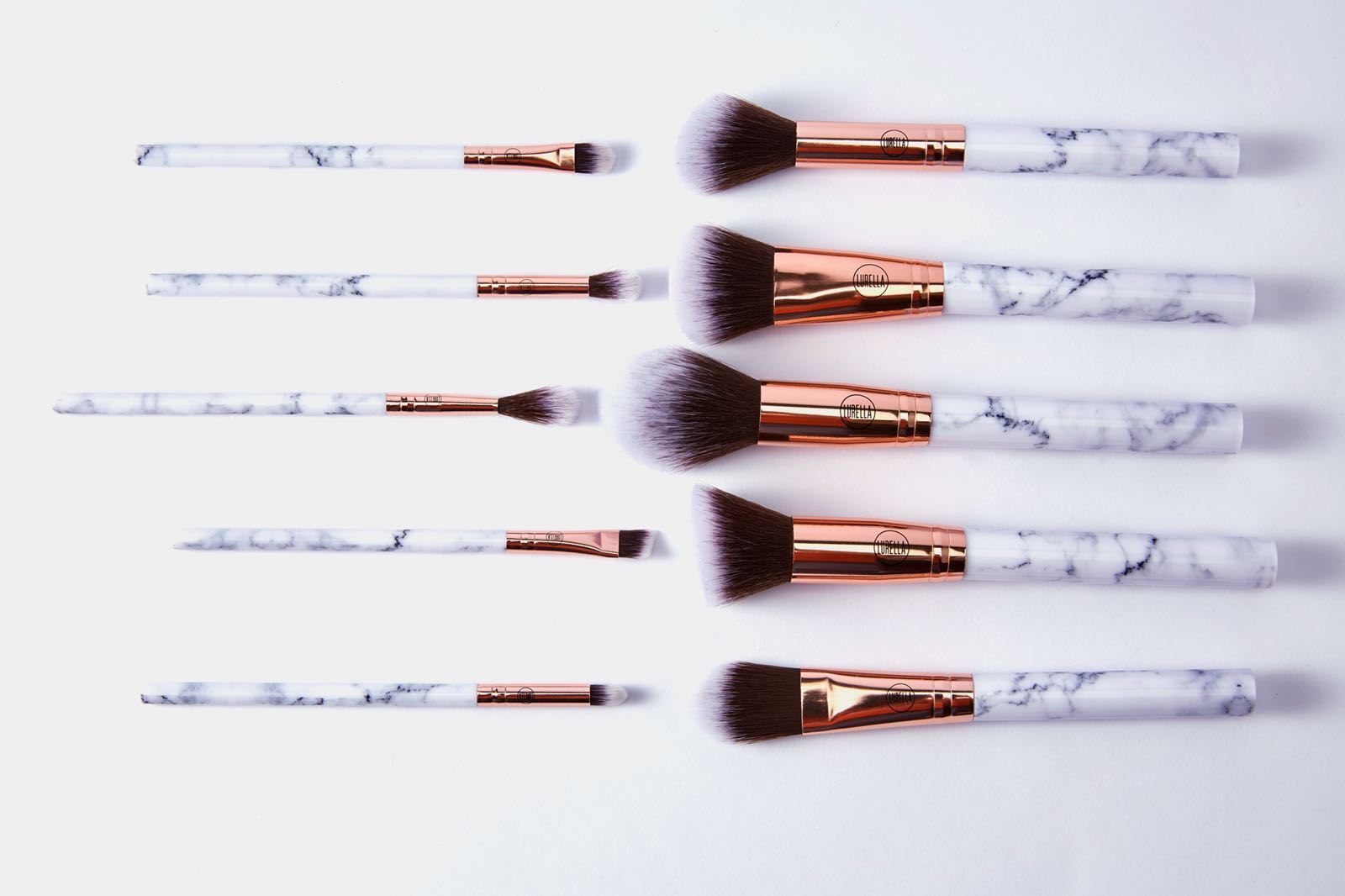 Deluxe 10 Piece Marble Brush Set - Lurella Cosmetics