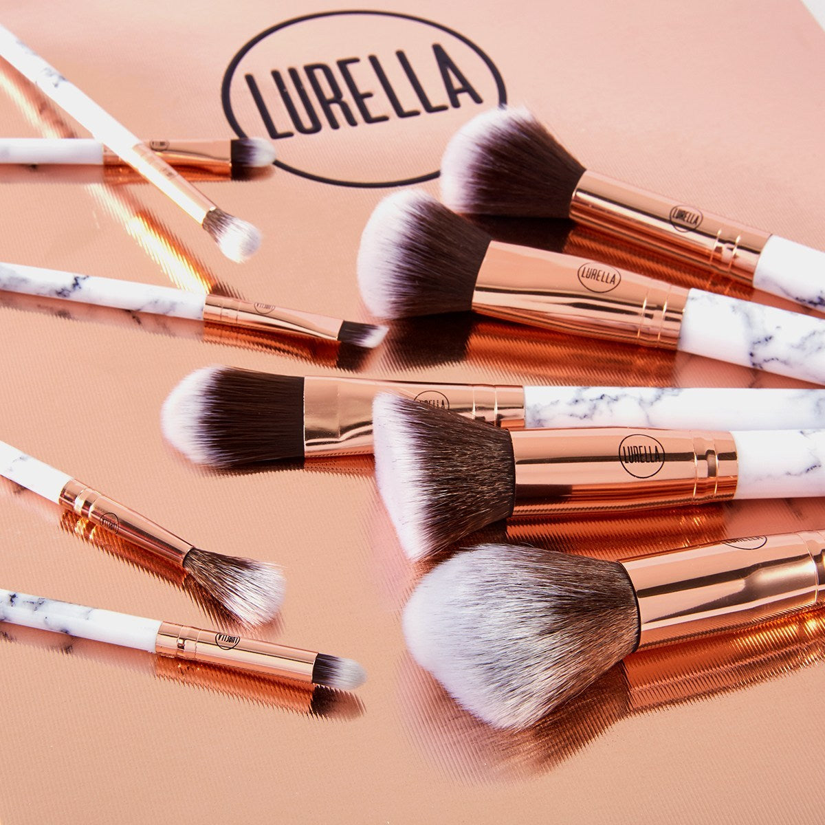 Deluxe 10 Piece Marble Brush Set - Lurella Cosmetics