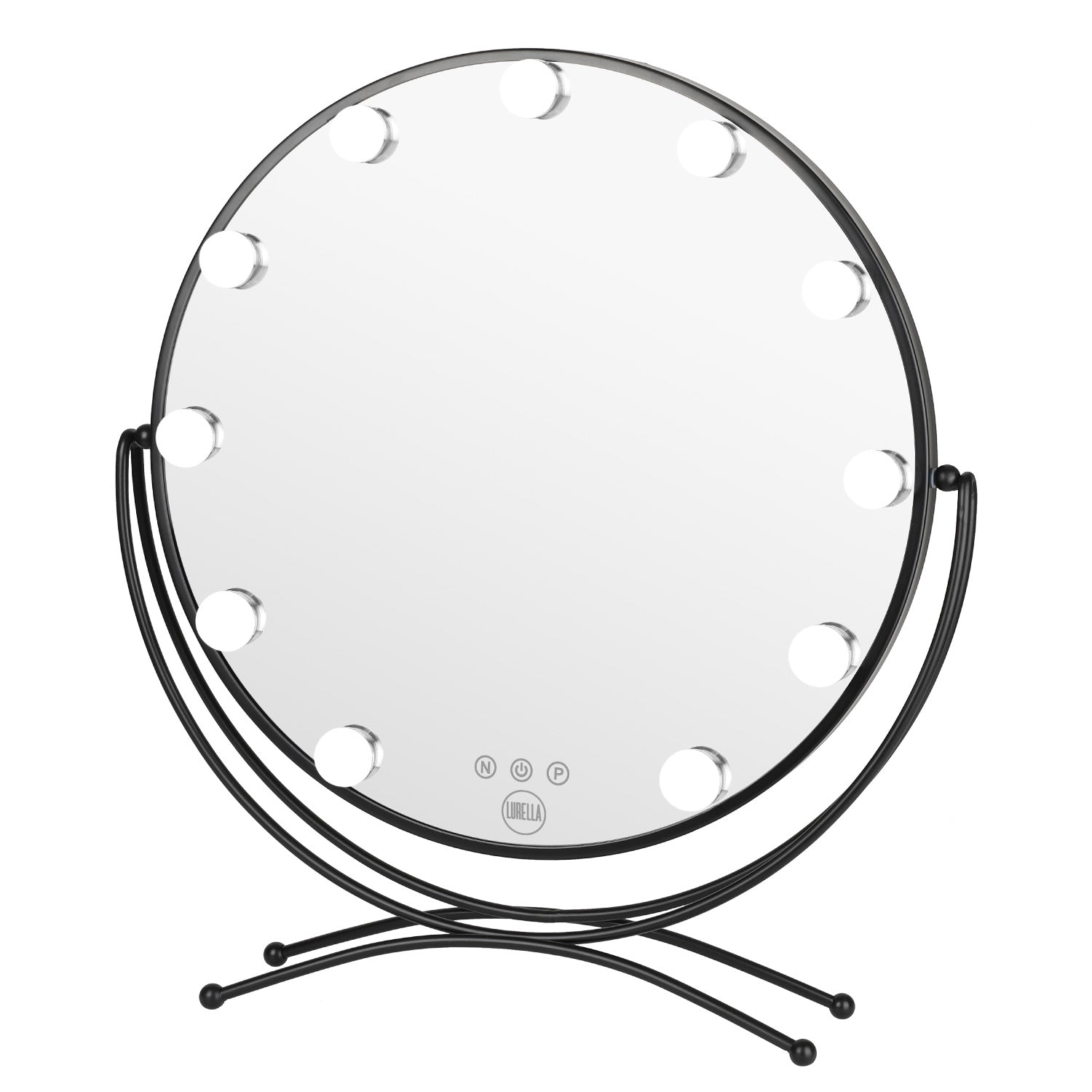 11 Bulb Round Vanity Mirror Jet Black Lurella Cosmetics
