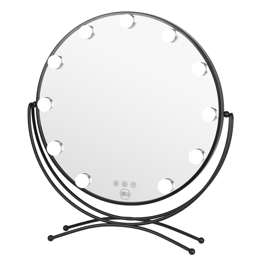 11 Bulb Round Vanity Mirror - Jet Black - Lurella Cosmetics