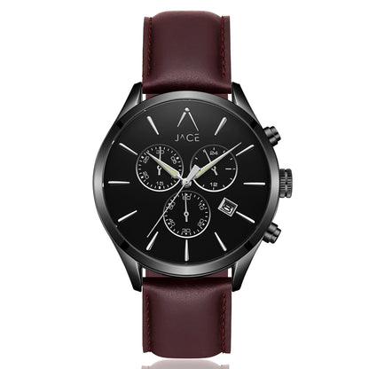 &quot;DHELI&quot; MEN`S LEATHER BAND CHRONOGRAPH WATCH