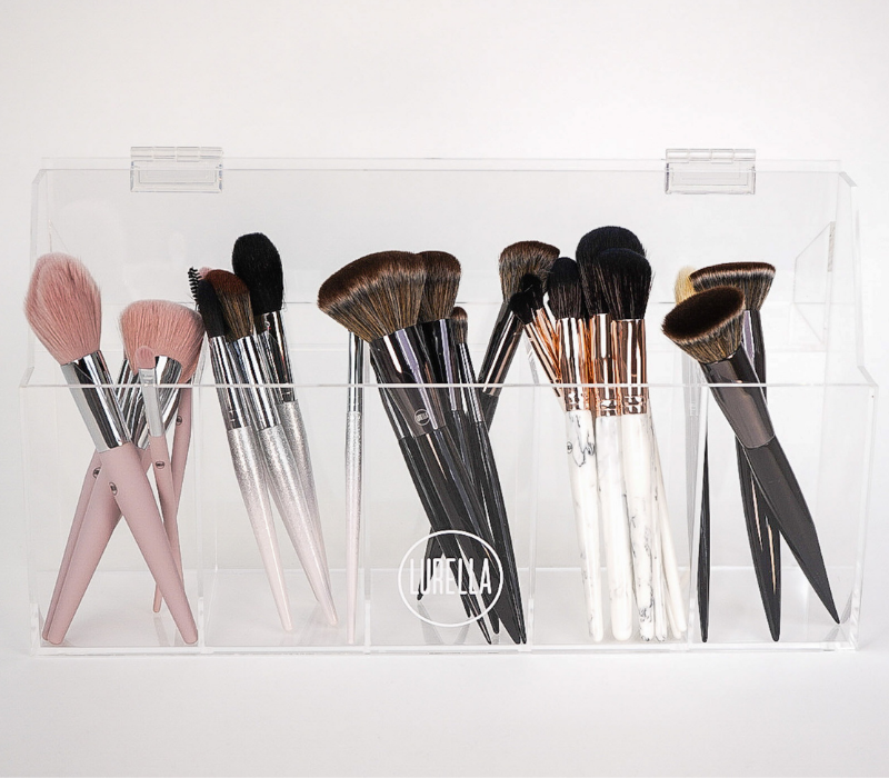 Crystal Brush Holder With Lid Acrylic Makeup Storage Organiser 