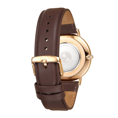 JACE - &quot;LISBON&quot; UNISEX LEATHER STRAP WATCH