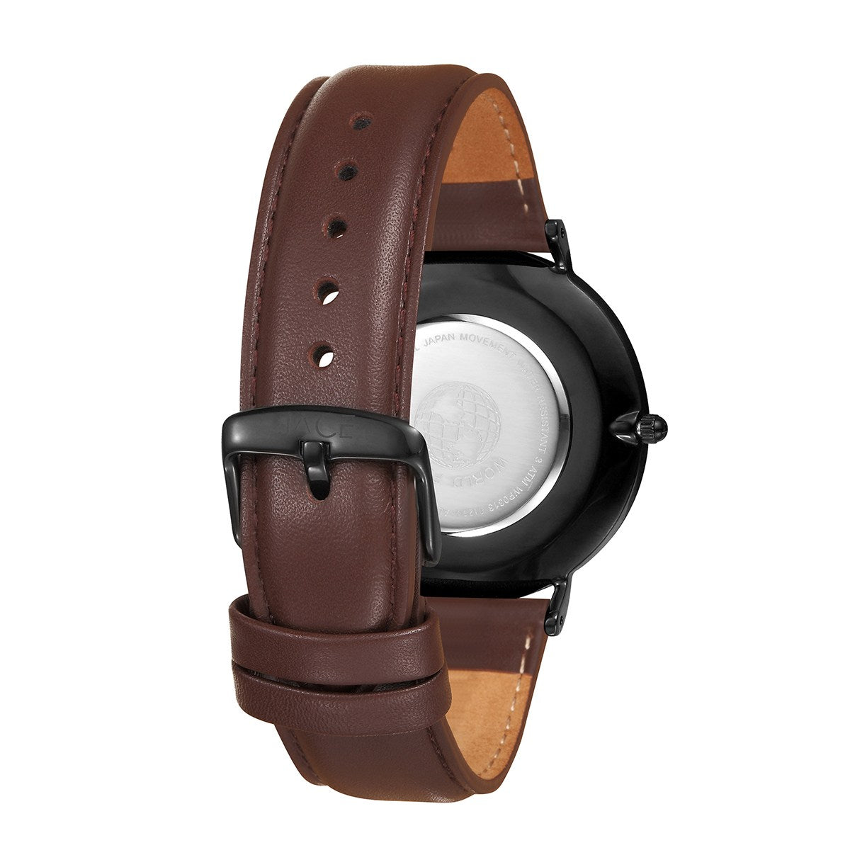 JACE - &quot;COPENHAGEN&quot; MEN`S LEATHER BAND WATCH