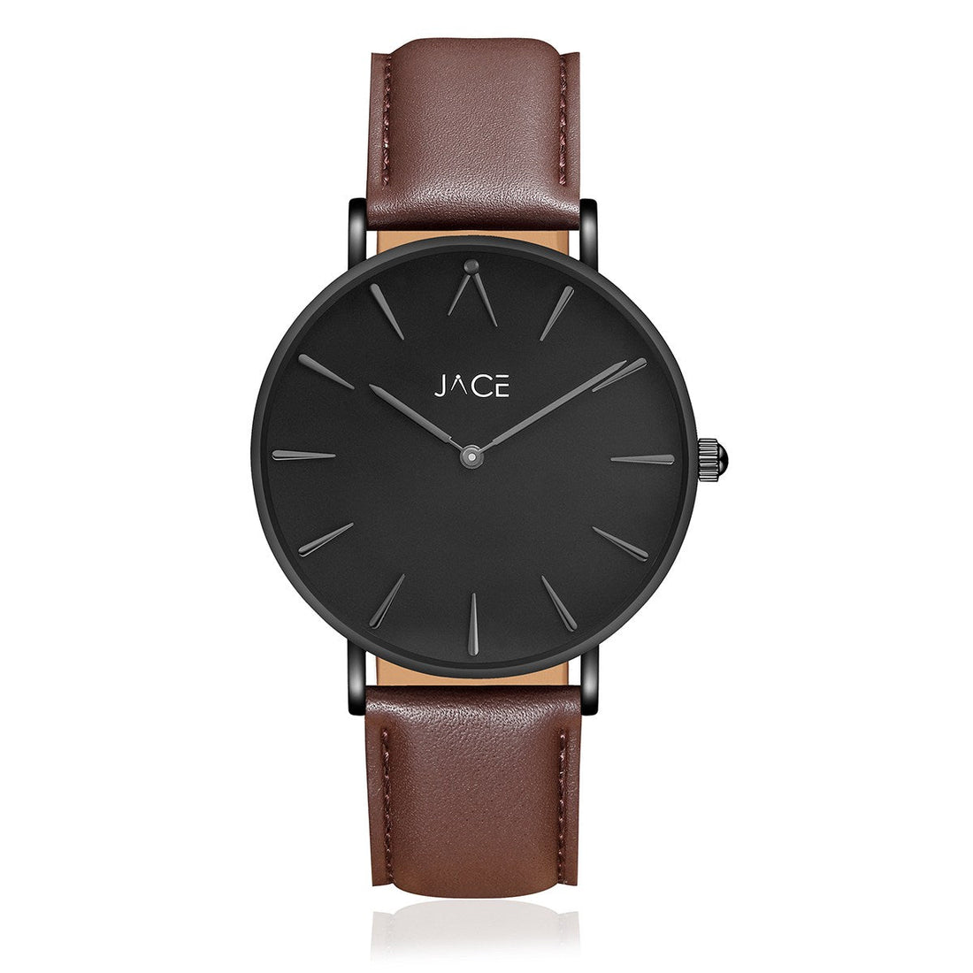 JACE - &quot;COPENHAGEN&quot; MEN`S LEATHER BAND WATCH