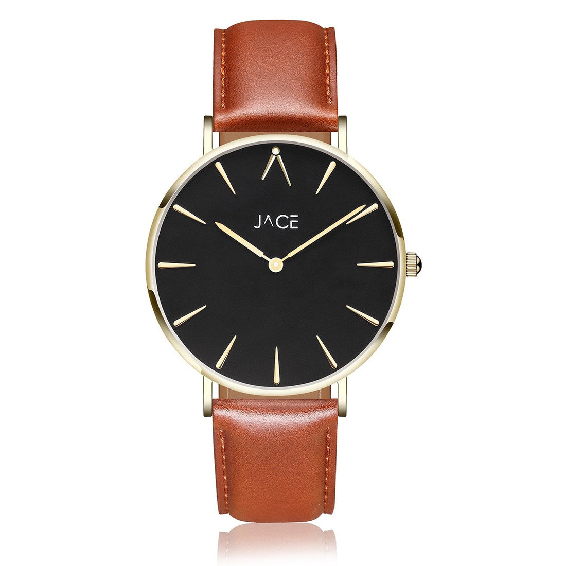 JACE - &quot;HAVANA&quot; MEN`S LEATHER BAND WATCH