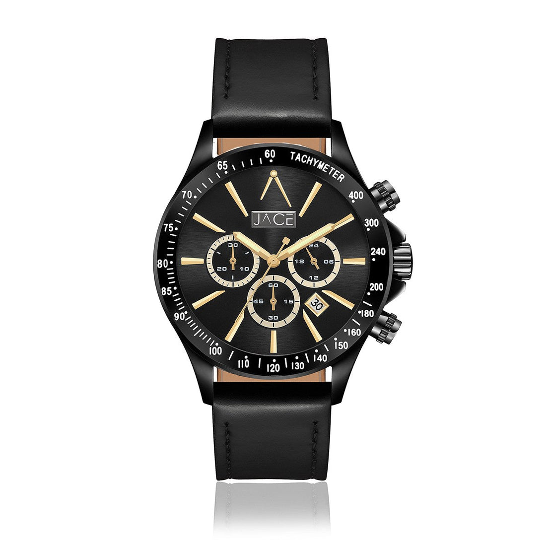JACE - &quot;DHAKA&quot; MEN`S LEATHER BAND CHRONOGRAPH WATCH