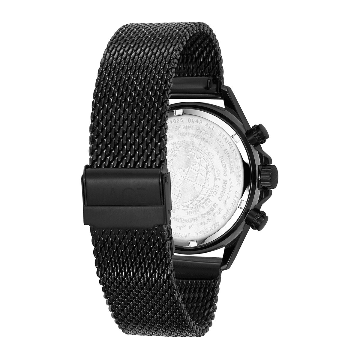 JACE - &quot;ROSEAU&quot; MEN`S MESH BAND CHRONOGRAPH WATCH