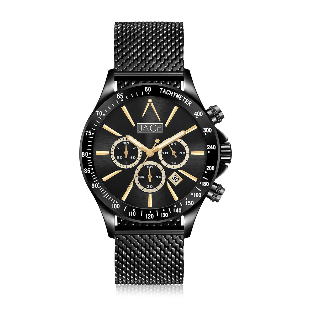 JACE - &quot;ROSEAU&quot; MEN`S MESH BAND CHRONOGRAPH WATCH