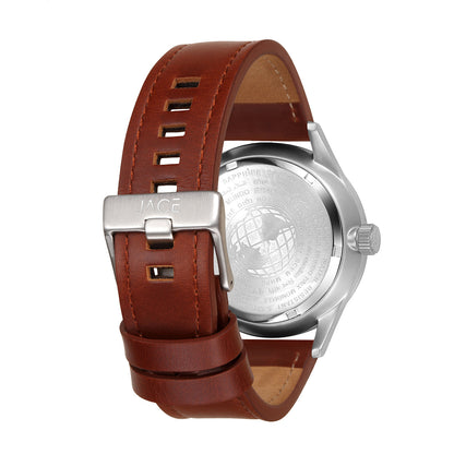 JACE - &quot;MANTA&quot; MEN`S LEATHER BAND WATCH