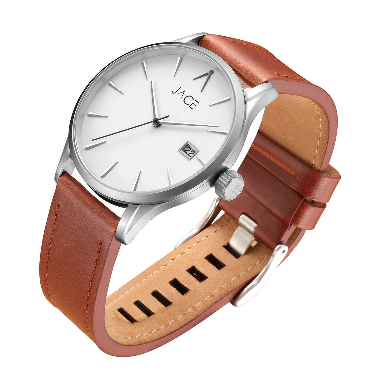 JACE - &quot;MANTA&quot; MEN`S LEATHER BAND WATCH