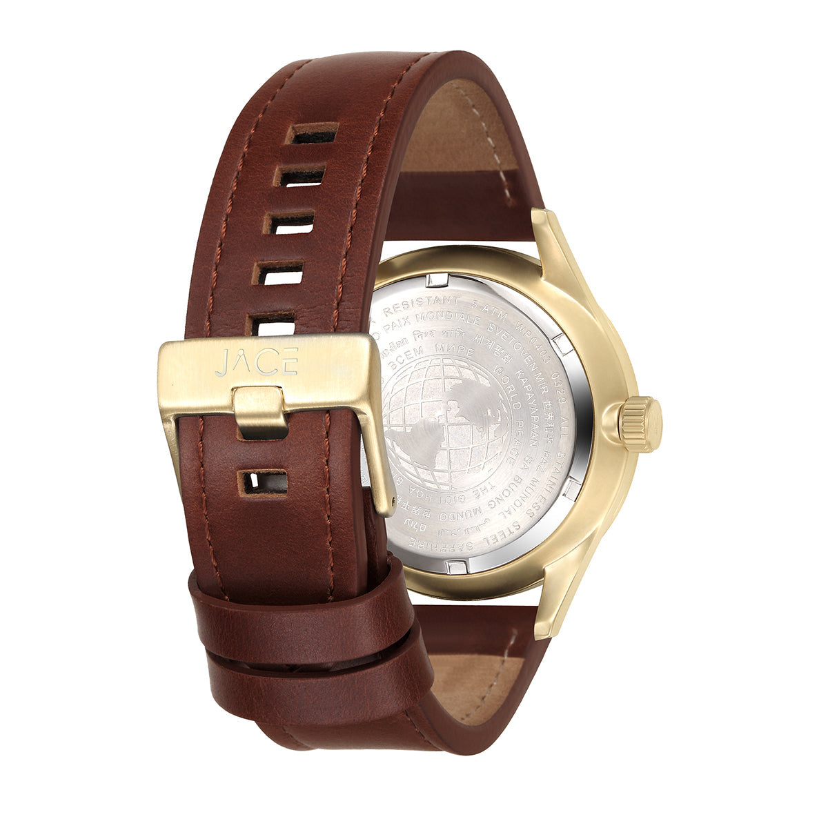 JACE - &quot;ACCRA&quot; MEN`S LEATHER BAND WATCH