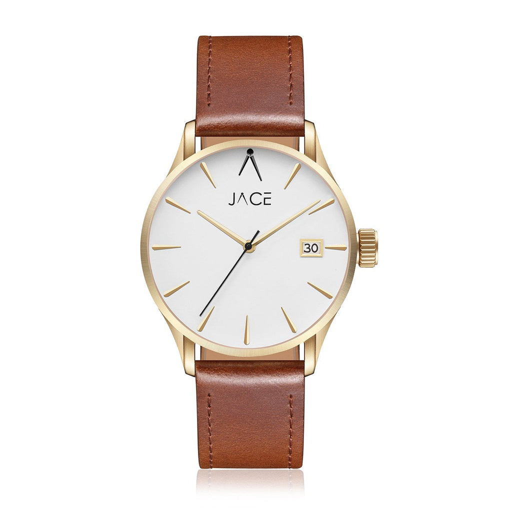 JACE - "ACCRA" MEN`S LEATHER BAND WATCH
