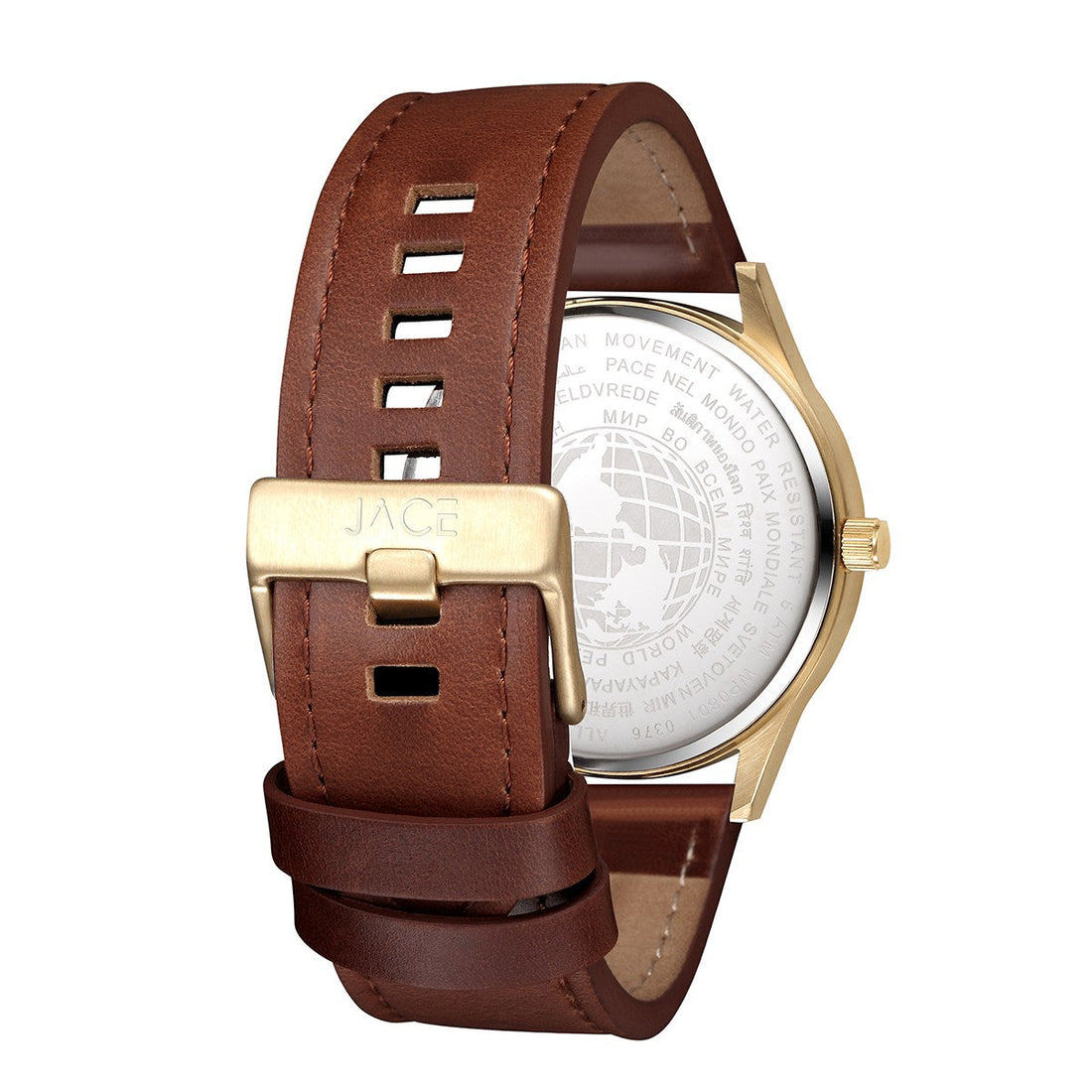 JACE - &quot;SANTIAGO&quot; MEN`S LEATHER BAND WATCH