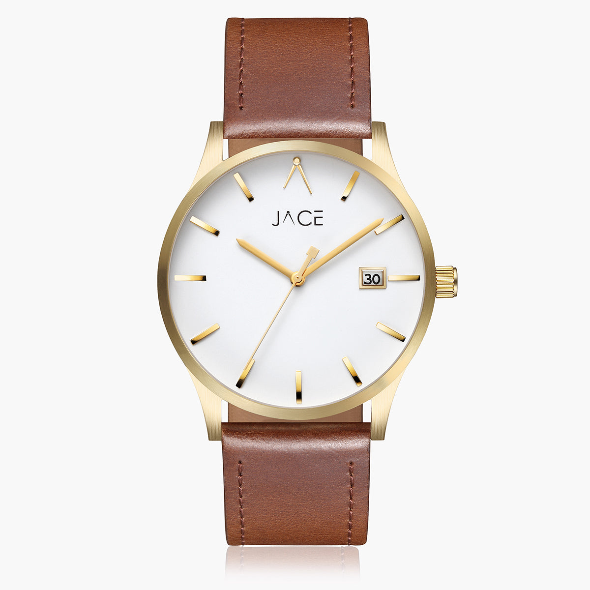 JACE - &quot;SANTIAGO&quot; MEN`S LEATHER BAND WATCH