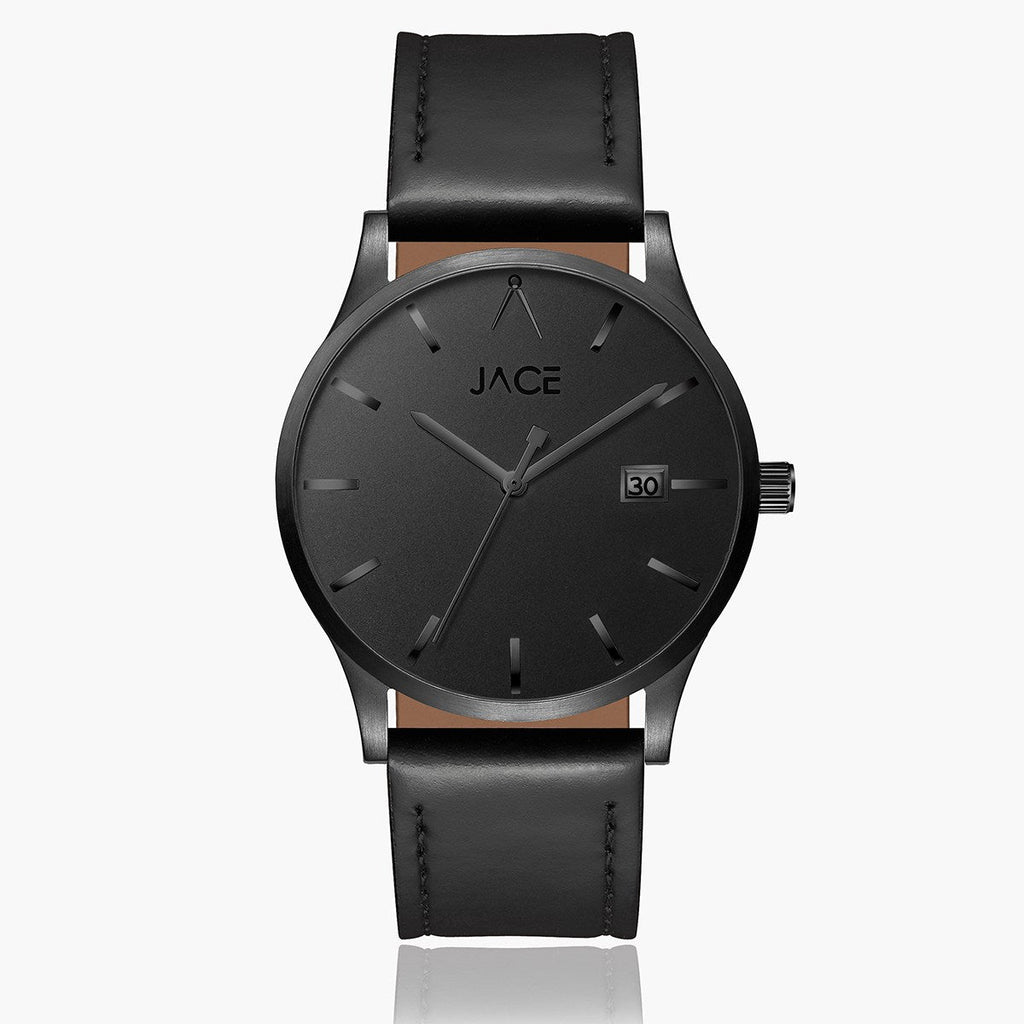 JACE - "ROME" MEN`S LEATHER BAND WATCH
