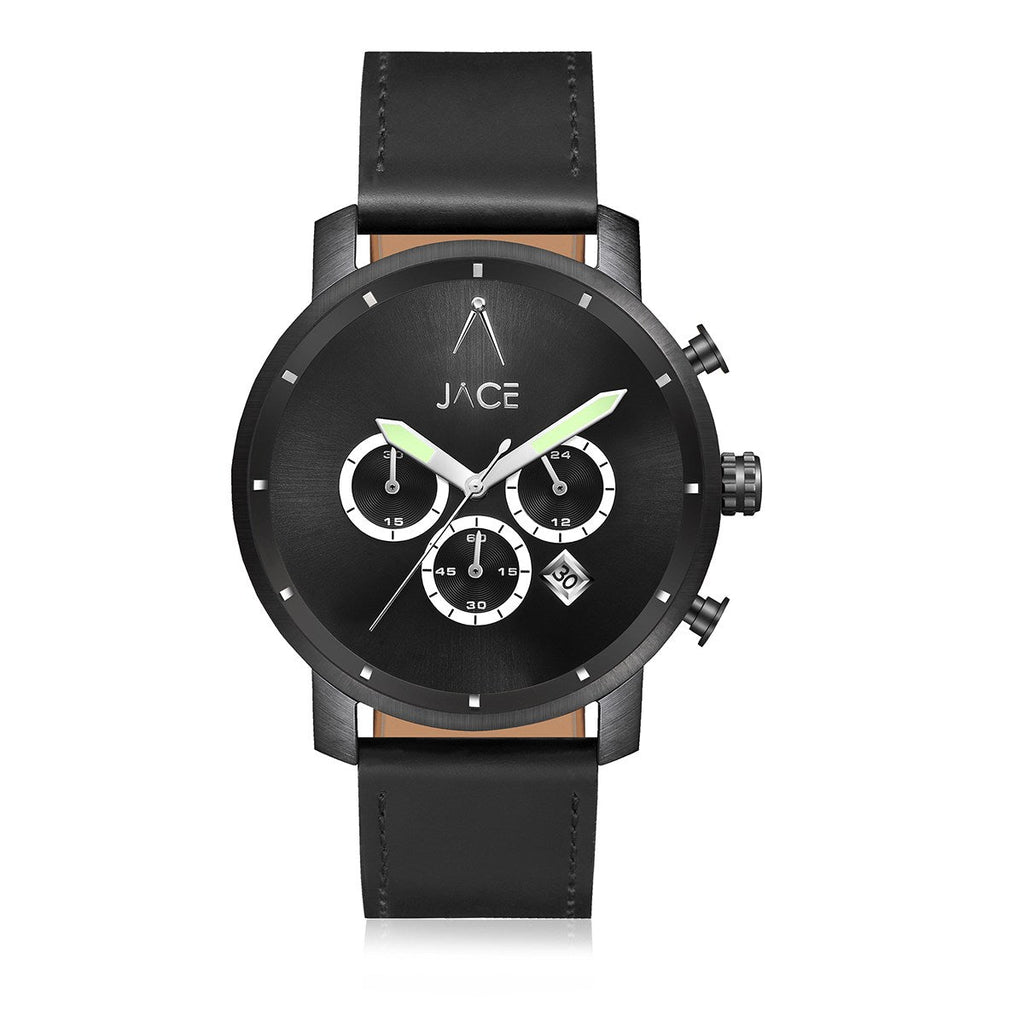 JACE - "BERLIN" MEN`S LEATHER BAND CHRONOGRAPH WATCH