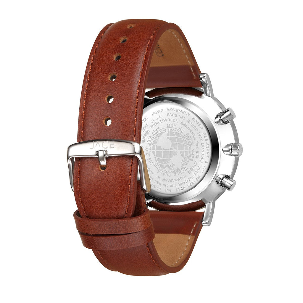 JACE - "MORESBY" MEN`S LEATHER BAND CHRONOGRAPH WATCH