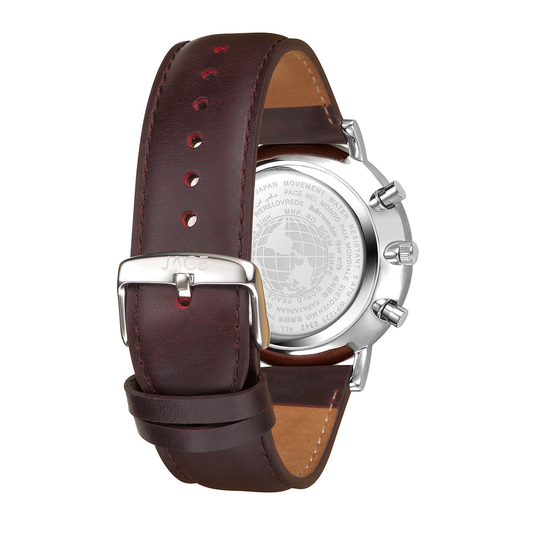 JACE - &quot;WARSAW&quot; MEN`S LEATHER BAND CHRONOGRAPH WATCH