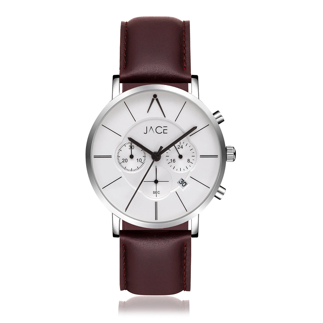 JACE - &quot;WARSAW&quot; MEN`S LEATHER BAND CHRONOGRAPH WATCH