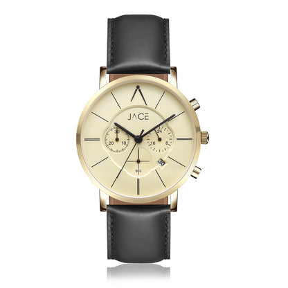 JACE - &quot;SAVAii&quot; MEN`S LEATHER BAND CHRONOGRAPH WATCH